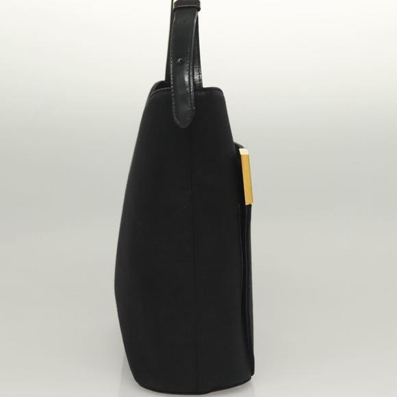 GIVENCHY Shoulder Bag Canvas Black Gold Auth yk19066